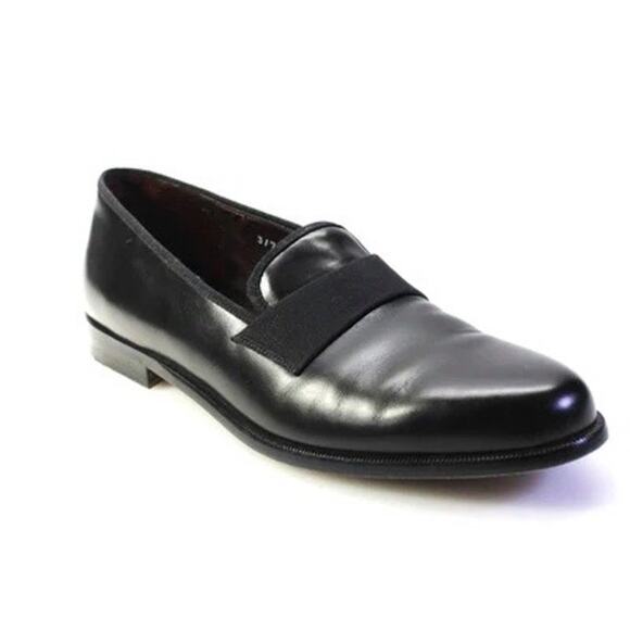 Salvatore Ferragamo 8.5 D Rio Almond Toe Flat Calf Leather Loafers Black Italy